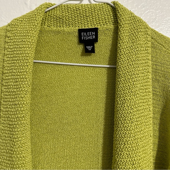 Eileen Fisher Cardigan (M) Green Open Knit Coastal Comfy Travel Casual Comfy - Picture 4 of 10